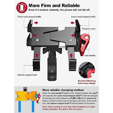 6-Arm Aluminum Bike Phone Mount, Quick Release, Universal Compatibility