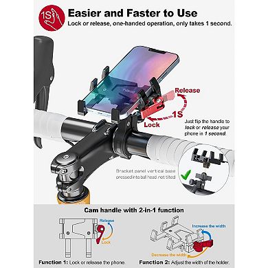 6-Arm Aluminum Bike Phone Mount, Quick Release, Universal Compatibility
