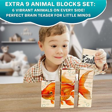 QUOKKA Montessori Wooden ABC Blocks 35 Realistic Alphabet & Number Learning Toys for Kids 2-4