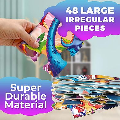 QUOKKA Giant Floor Puzzle for Kids 3-6 48 Pieces - Extra-Thick 2x3 Ft Dino Educational Activity