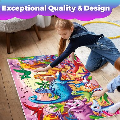 QUOKKA Giant Floor Puzzle for Kids 3-6 48 Pieces - Extra-Thick 2x3 Ft Dino Educational Activity