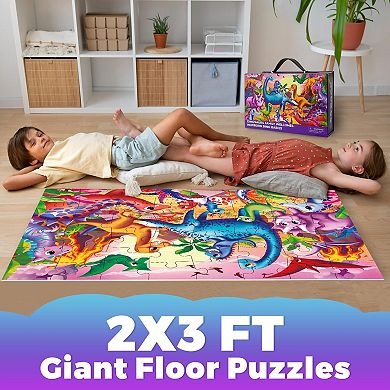 QUOKKA Giant Floor Puzzle for Kids 3-6 48 Pieces - Extra-Thick 2x3 Ft Dino Educational Activity