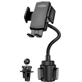 Adjustable Gooseneck Cup Holder Phone Mount, 360° Rotation, One-Button Release