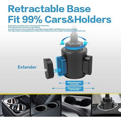 Adjustable Gooseneck Cup Holder Phone Mount, 360° Rotation, One-Button Release