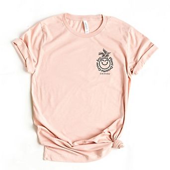 S.W.Smiley Plant Dreams Grow Joy Outline - Women's Short Sleeve Graphic T-Shirt