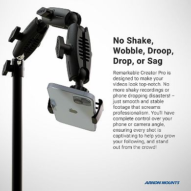 Adjustable Overhead Arm for Phones & Tablets with Ring Light