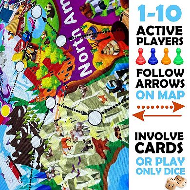 QUOKKA Learning Board Game Geography & World Facts, 100 Cards, 1-10 Players, for Kids and Family