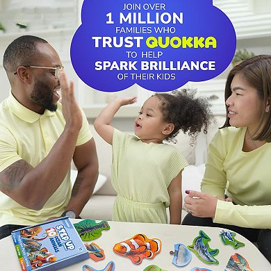 QUOKKA Floor Puzzles for Kids 3-5 8 Realistic Ocean Animals, Extra-Thick Cardboard, 40 Big Pieces