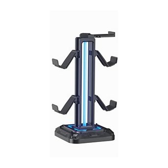 RGB Headset Stand with 9 Light Modes,Controller Holder for Desk,Rotatable Stand