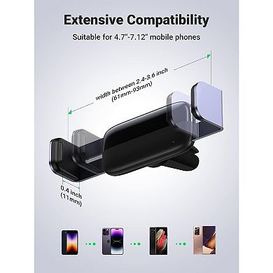 Car Vent Phone Mount - Universal Fit 4.7-7.12" Phones, 360° Rotation, Secure Grip
