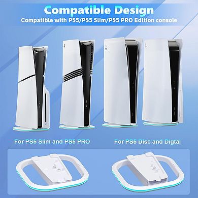 Vertical Stand for PS5/PS5 Slim/PlayStation Pro Consoles,Holder with 7 RGB Lights