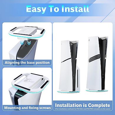 Vertical Stand for PS5/PS5 Slim/PlayStation Pro Consoles,Holder with 7 RGB Lights