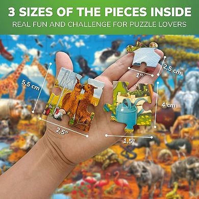 QUOKKA Jigsaw Puzzles 100 PCS Africa Animals for Kids 5-8 Years Floor Learning Toy for Boy and Girl