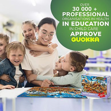 QUOKKA Jigsaw Puzzles 100 PCS Africa Animals for Kids 5-8 Years Floor Learning Toy for Boy and Girl