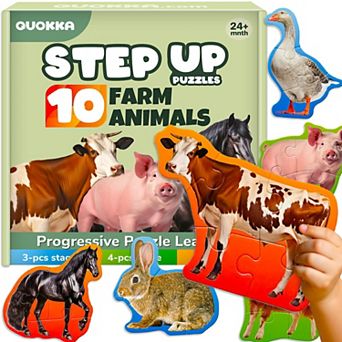 QUOKKA 8 Large Farm Animal Floor Puzzles Extra-Thick 40 pc Learning Set for Kids Ages 2-4