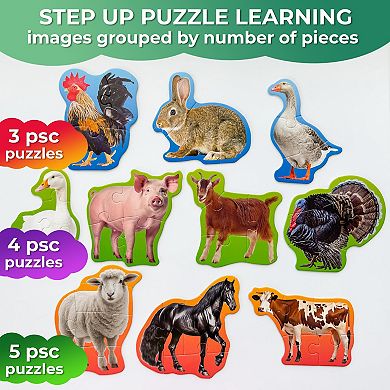 QUOKKA 8 Large Farm Animal Floor Puzzles Extra-Thick 40-Piece Learning Set for Kids Ages 2-4