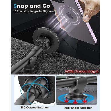 Magnetic Car Mount for iPhone 16+ Series with 13" Long Arm