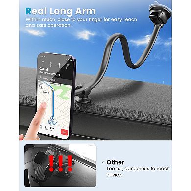 Magnetic Car Mount for iPhone 16+ Series with 13" Long Arm
