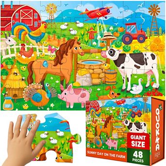 QUOKKA Giant Floor Puzzle 2x3 Feet 48 pc Farm for Kids 4-6 Years Extra-Thick Educational Puzzles