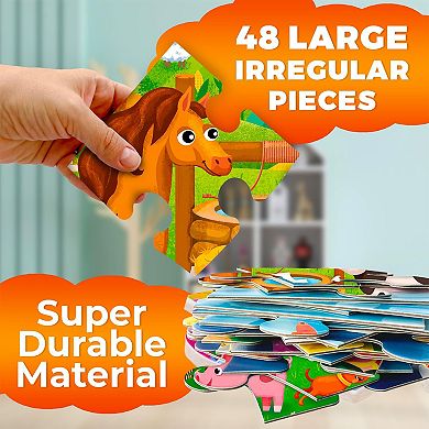 QUOKKA Giant Floor Puzzle 2x3 Feet 48 PCS Farm for Kids 4-6 Years Extra-Thick Educational Puzzles