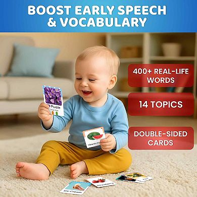 QUOKKA 225 Flash Cards Alphabet & First Words Flashcards for Toddlers 1-3 Years - Toys for Learning