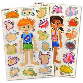QUOKKA Human Body Puzzles for Kids Montessori Learning Anatomy & Skeleton Game for Toddlers 3-5