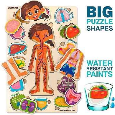 QUOKKA Human Body Puzzles for Kids Montessori Learning Anatomy & Skeleton Game for Toddlers 3-5