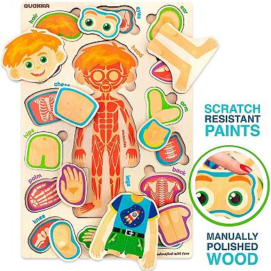 QUOKKA Human Body Puzzles for Kids Montessori Learning Anatomy & Skeleton Game for Toddlers 3-5