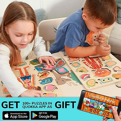 QUOKKA Human Body Puzzles for Kids Montessori Learning Anatomy & Skeleton Game for Toddlers 3-5
