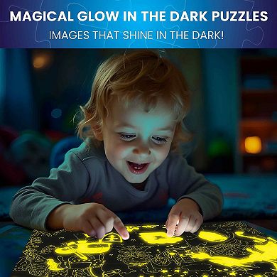 QUOKKA 4x60 Glow-in-the-Dark Puzzles for Kids 4-6 Farm, Bugs, Tropical & Ocean Animal Fun