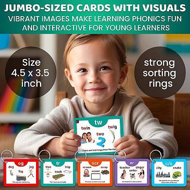 QUOKKA 260 Flash Cards 20 Phonic Stages for Kids Ages 4-8 Years Learn to Read Games & Manipulative