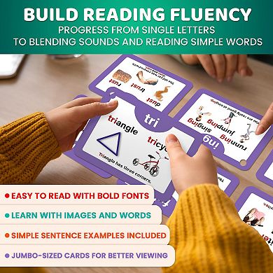 QUOKKA 260 Flash Cards 20 Phonic Stages for Kids Ages 4-8 Years Learn to Read Games & Manipulative