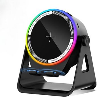 Induction Speaker, Multifunctional Bluetooth Phone Holder with RGB Light 360° Rotation