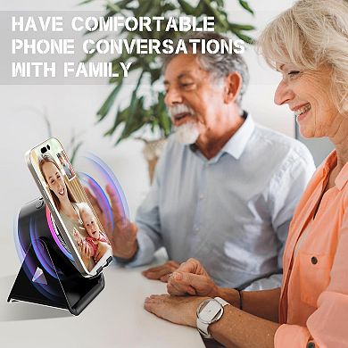 Induction Speaker, Multifunctional Bluetooth Phone Holder with RGB Light 360° Rotation