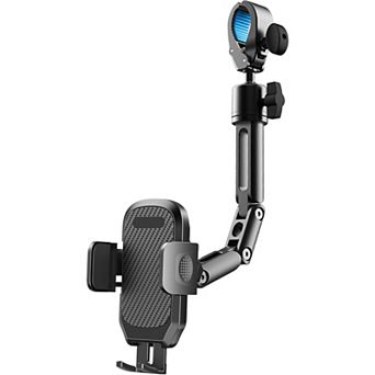 Aluminum Alloy Rear View Mirror Phone Holder with Multi-Angle Adjustment