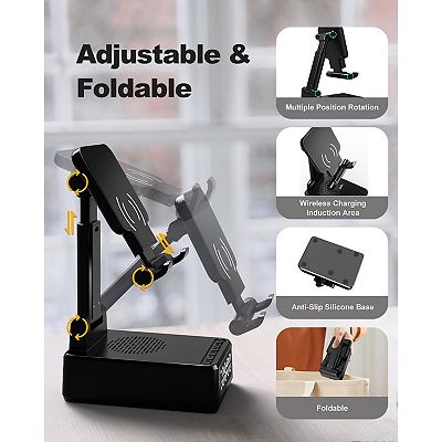 Cell Phone Stand with Wireless Bluetooth Speaker Wireless Charger
