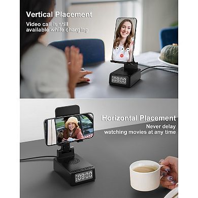 Cell Phone Stand with Wireless Bluetooth Speaker Wireless Charger, Phone Charger Stand