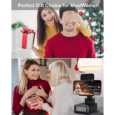 Cell Phone Stand with Wireless Bluetooth Speaker Wireless Charger, Phone Charger Stand