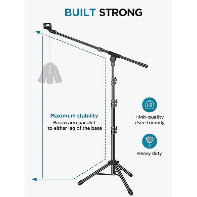 Microphone Stand, Tripod Boom Arm Floor Mic Stand Height Adjustable Heavy Duty