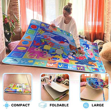 QUOKKA Baby Floor Play Mats Ocean ABC Rug for Infants & Kids 2-5 Years Old Soft Rug Non-Slip Pads