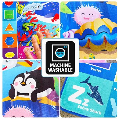 QUOKKA Baby Floor Play Mats Ocean ABC Rug for Infants & Kids 2-5 Years Old Soft Rug Non-Slip Pads
