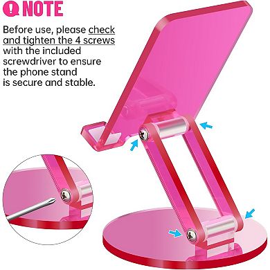Adjustable Angle Acrylic Cell Phone Stand for Desk, Foldable Acrylic Phone Holder Cute