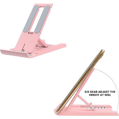 Pink Phone Holder for Desk,Six Positions Adjustable Portable Phone Stand