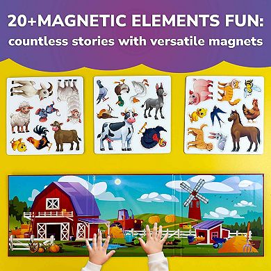 QUOKKA Magnetic Travel Puzzles Farm Toy Book with 20+ Pcs for Kids Ages 2-5