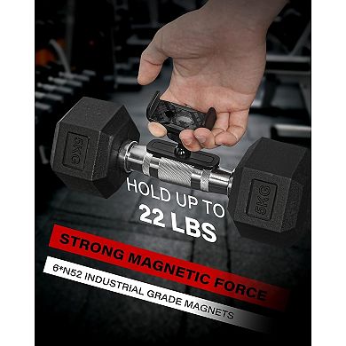 2 Pack Gym Magnetic Phone Holder, 360 Adjustable, Compatible with 4.7-6.5" Smartphones