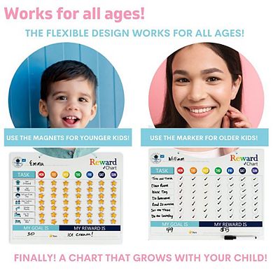 QUOKKA Reward Chart For Children Behaviour - Magnetic Chores Chart - Dry and Erase