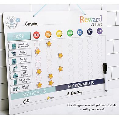 QUOKKA Reward Chart For Children Behaviour - Magnetic Chores Chart - Dry and Erase