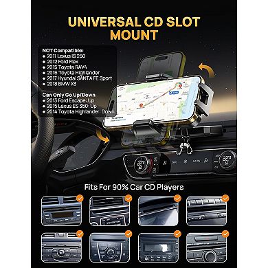 CD Phone Mount for Car - Universal Compatibility, 360° Rotation