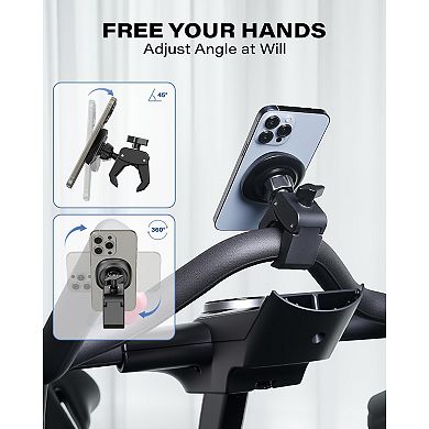 Phone Holder for Peloton Exercise Bike, Heavy-Duty Clamp,Strong Magnetic Phone Mount