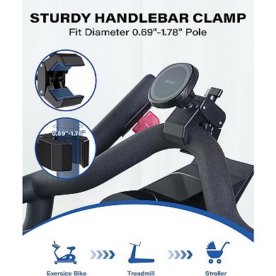 Phone Holder for Peloton Exercise Bike, Heavy-Duty Clamp,Strong Magnetic Phone Mount